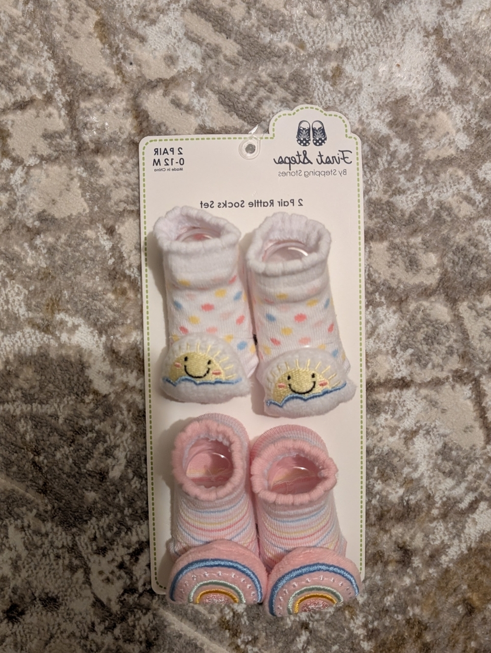 First Steps Baby Rattle Socks Set 0-12M